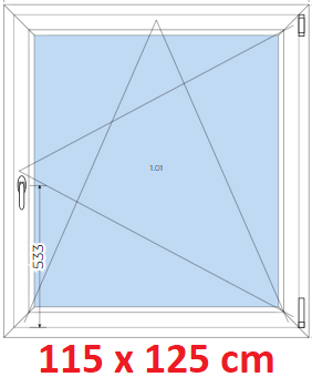 Jednokrdlov Plastov okno 115x125 cm, otevrav a sklopn, Soft