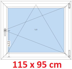 Jednokrdlov Plastov okno 115x95 cm, otevrav a sklopn, Soft