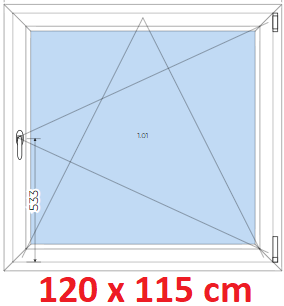 Plastov okna OS SOFT rka 115 a 120cm x vka 115-165cm Plastov okno 120x115 cm, otevrav a sklopn, Soft