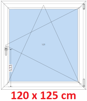 Jednokrdlov Plastov okno 120x125 cm, otevrav a sklopn, Soft