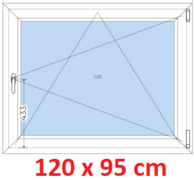 Jednokrdlov Plastov okno 120x95 cm, otevrav a sklopn, Soft