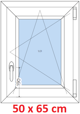Jednokdl Plastov okno 50x65 cm, otevrav a sklopn, Soft