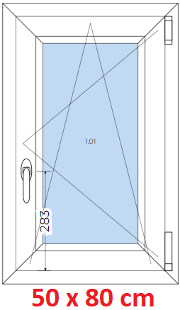 Jednokrdlov Plastov okno 50x80 cm, otevrav a sklopn, Soft