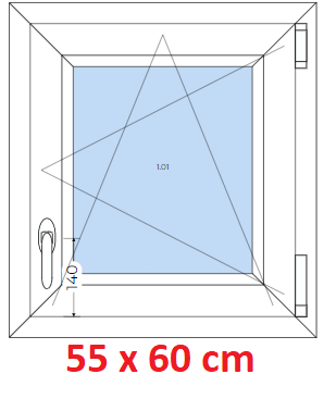 Jednokdl Plastov okno 55x60 cm, otevrav a sklopn, Soft