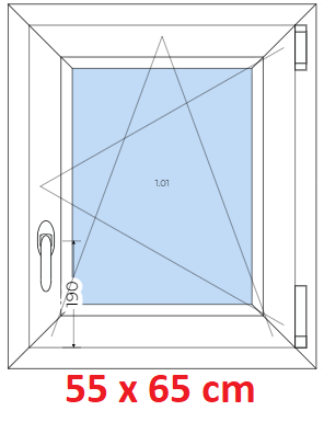 Plastov okna OS SOFT ka 55 a 60cm x vka 55-110cm  Plastov okno 55x65 cm, otevrav a sklopn, Soft