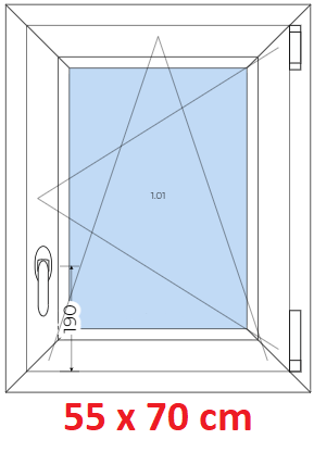 Jednokrdlov Plastov okno 55x70 cm, otevrav a sklopn, Soft