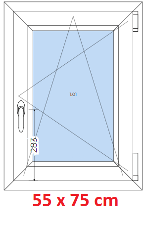 Jednokdl Plastov okno 55x75 cm, otevrav a sklopn, Soft