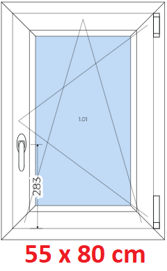 Jednokdl Plastov okno 55x80 cm, otevrav a sklopn, Soft