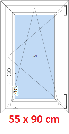Jednokrdlov Plastov okno 55x90 cm, otevrav a sklopn, Soft