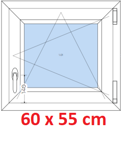 Jednokdl Plastov okno 60x55 cm, otevrav a sklopn, Soft