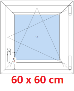 Jednokrdlov Plastov okno 60x60 cm, otevrav a sklopn, Soft