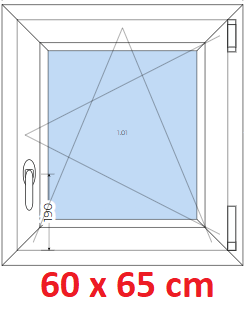 Jednokdl Plastov okno 60x65 cm, otevrav a sklopn, Soft