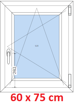 Jednokdl Plastov okno 60x75 cm, otevrav a sklopn, Soft