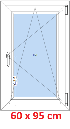 Jednokrdlov Plastov okno 60x95 cm, otevrav a sklopn, Soft