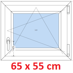 Jednokdl Plastov okno 65x55 cm, otevrav a sklopn, Soft