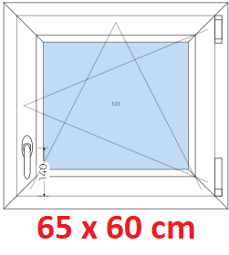 Jednokdl Plastov okno 65x60 cm, otevrav a sklopn, Soft