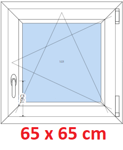 Jednokdl Plastov okno 65x65 cm, otevrav a sklopn, Soft