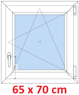 Jednokdl Plastov okno 65x70 cm, otevrav a sklopn, Soft