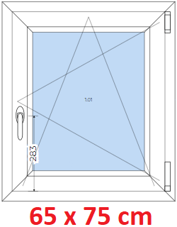 Plastov okna - na mru Plastov okno 65x75 cm, otevrav a sklopn, Soft