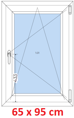 Jednokdl Plastov okno 65x95 cm, otevrav a sklopn, Soft