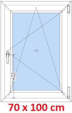 Jednokrdlov Plastov okno 70x100 cm, otevrav a sklopn, Soft