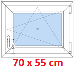 Jednokdl Plastov okno 70x55 cm, otevrav a sklopn, Soft