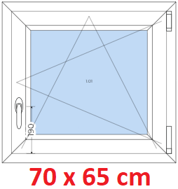 Jednokdl Plastov okno 70x65cm, otevrav a sklopn, Soft