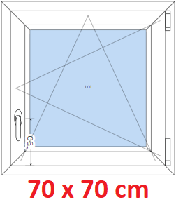 Jednokrdlov Plastov okno 70x70 cm, otevrav a sklopn, Soft