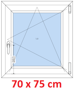 Jednokdl Plastov okno 70x75 cm, otevrav a sklopn, Soft