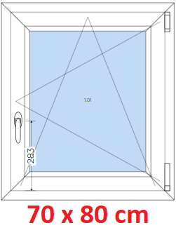 Jednokdl Plastov okno 70x80 cm, otevrav a sklopn, Soft