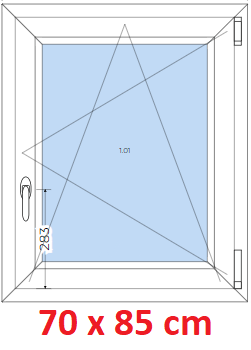 Jednokrdlov Plastov okno 70x85 cm, otevrav a sklopn, Soft