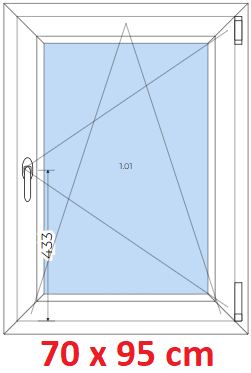 Jednokrdlov Plastov okno 70x95 cm, otevrav a sklopn, Soft