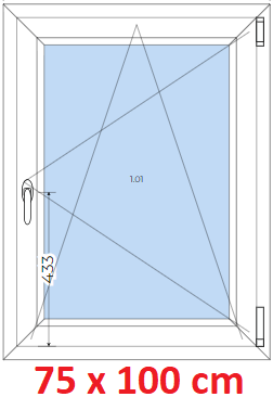 Jednokrdlov Plastov okno 75x100 cm, otevrav a sklopn, Soft