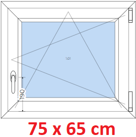 Jednokdl Plastov okno 75x65 cm, otevrav a sklopn, Soft