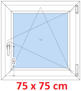 Jednokdl Plastov okno 75x75 cm, otevrav a sklopn, Soft