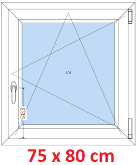 Jednokrdlov Plastov okno 75x80 cm, otevrav a sklopn, Soft
