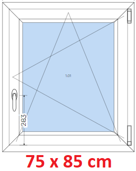 Jednokrdlov Plastov okno 75x85 cm, otevrav a sklopn, Soft
