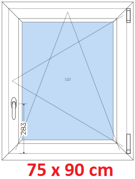 Jednokrdlov Plastov okno 75x90 cm, otevrav a sklopn, Soft
