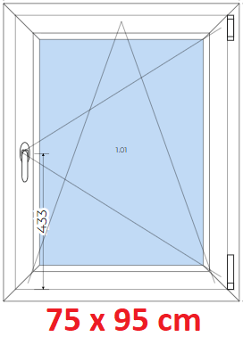Jednokdl Plastov okno 75x95 cm, otevrav a sklopn, Soft