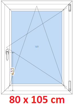 Jednokrdlov Plastov okno 80x105 cm, otevrav a sklopn, Soft