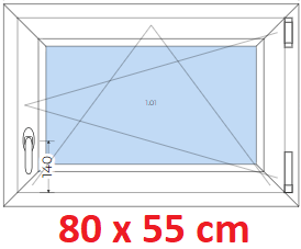 Jednokrdlov Plastov okno 80x55 cm, otevrav a sklopn, Soft