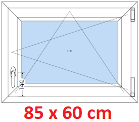 Jednokrdlov Plastov okno 80x60 cm, otevrav a sklopn, Soft