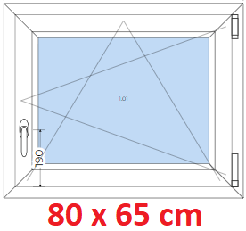 Jednokrdlov Plastov okno 80x65 cm, otevrav a sklopn, Soft