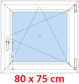 Jednokrdlov Plastov okno 80x75 cm, otevrav a sklopn, Soft