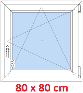 Jednokrdlov Plastov okno 80x80 cm, otevrav a sklopn, Soft