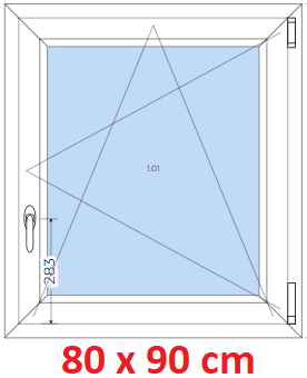 Plastov okno 80x90 cm, otevrav a sklopn, Soft