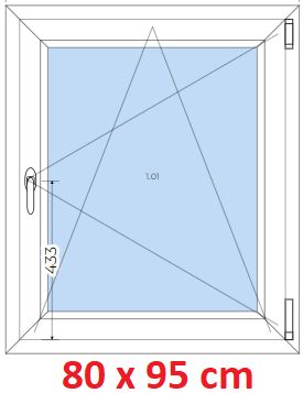 Jednokrdlov Plastov okno 80x95 cm, otevrav a sklopn, Soft