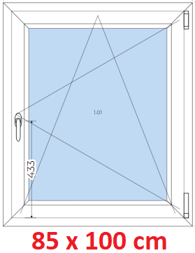 Jednokrdlov Plastov okno 85x100 cm, otevrav a sklopn, Soft