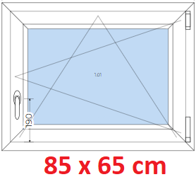 Jednokdl Plastov okno 85x65 cm, otevrav a sklopn, Soft