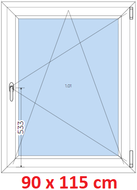 Jednokrdlov Plastov okno 90x115 cm, otevrav a sklopn, Soft